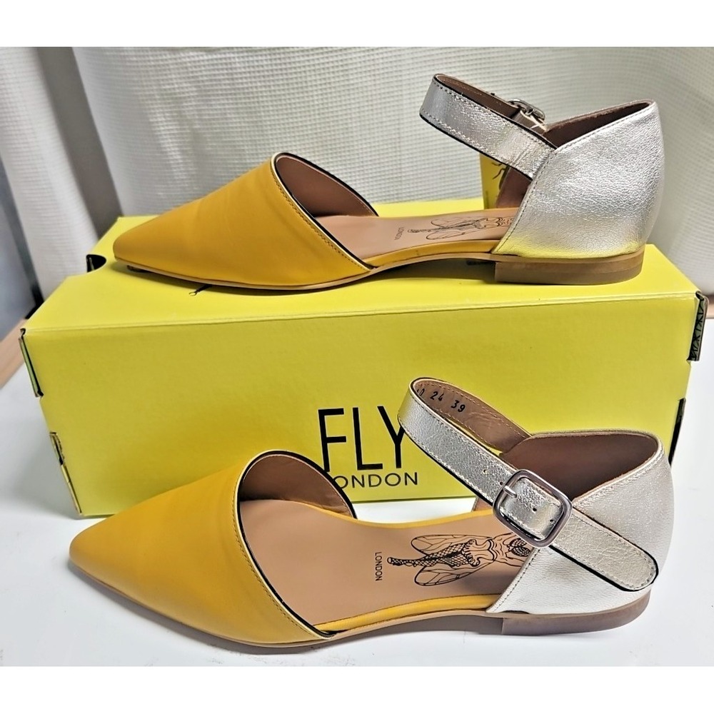 FLY LONDON Women's SARJ266FLY Ballet Flat Yellow Silver Black 39/US 8-8.5